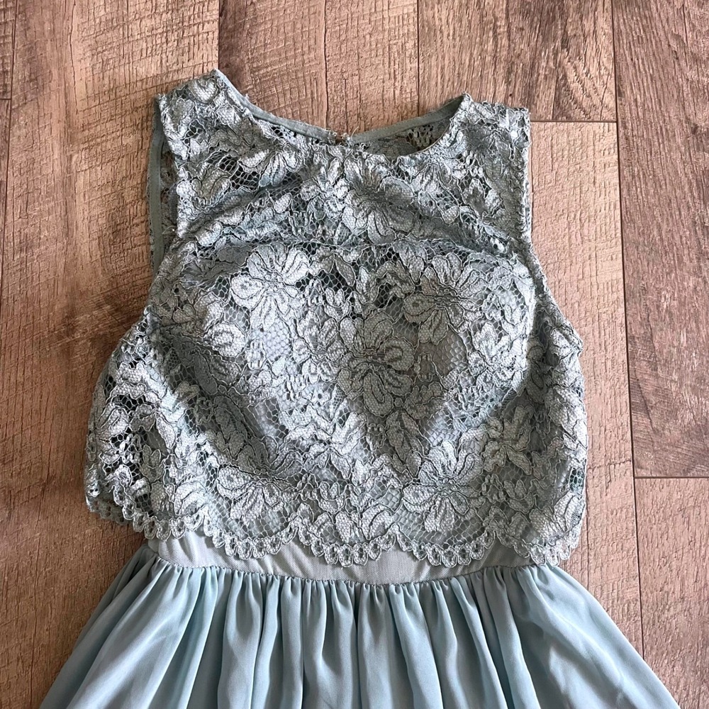 City Studio Light Blue Lace Chiffon‎ Fit & Flare Cocktail Dress Size 5 RN 75010 - Picture 2 of 6
